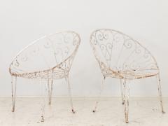 Pair of White Round Garden or Bistro Chairs 1970s - 3024575