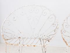 Pair of White Round Garden or Bistro Chairs 1970s - 3024578