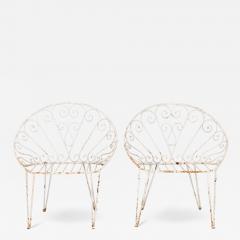Pair of White Round Garden or Bistro Chairs 1970s - 3025271