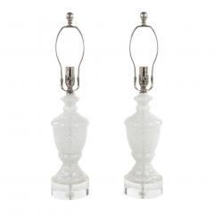 Pair of White Speckled Murano Glass Table Lamps - 4546863