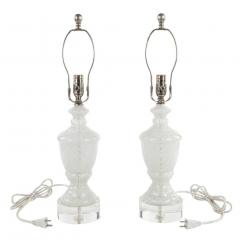 Pair of White Speckled Murano Glass Table Lamps - 4546866