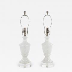 Pair of White Speckled Murano Glass Table Lamps - 4547185