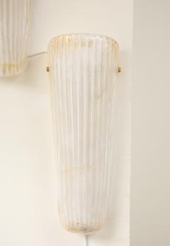 Pair of White with 23k Gold Murano Glass and Brass Sconces Italy - 4238781