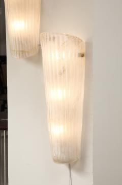 Pair of White with 23k Gold Murano Glass and Brass Sconces Italy - 4238783