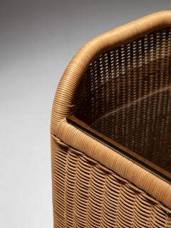 Pair of Wicker and Glass Night Stands by Adalberto Dal Lago for Germa - 4726076