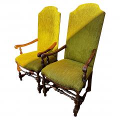 Pair of William and Mary Style 19th Century Oak Elbow Chairs - 4511344