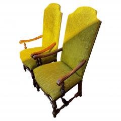Pair of William and Mary Style 19th Century Oak Elbow Chairs - 4511345