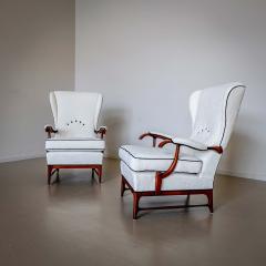 Pair of Wingback Armchairs attr to Paolo Buffa Italy 1950s - 4432116