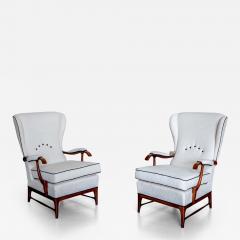 Pair of Wingback Armchairs attr to Paolo Buffa Italy 1950s - 4435017