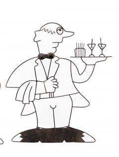 Pair of Wire Sculptures Depicting Waitstaff - 4195127