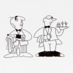 Pair of Wire Sculptures Depicting Waitstaff - 4214039