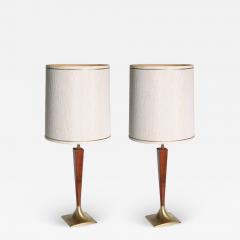 Pair of Wood and Brass Lamps - 1805449