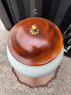 Pair of Wood and Heavy Plastic Urns - 4375847