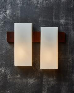 Pair of Wood and Opaline Glass Wall Sconces - 2530923