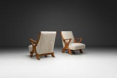 Pair of Wood and Sheepskin Lounge Chairs Europe Mid 20th Century - 4350690