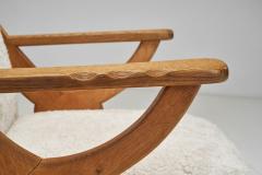 Pair of Wood and Sheepskin Lounge Chairs Europe Mid 20th Century - 4350699