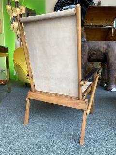 Pair of Wood and Suede Folding Armchairs Italy 1950s - 1689132