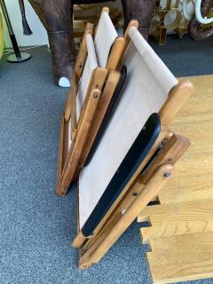 Pair of Wood and Suede Folding Armchairs Italy 1950s - 1689140