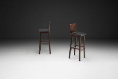 Pair of Wooden Barstools with Leather Seating Denmark 1960s - 4647404