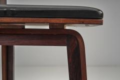 Pair of Wooden Barstools with Leather Seating Denmark 1960s - 4689697