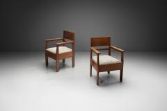 Pair of Wooden Haagse School Armchairs The Netherlands Early 20th Century - 4291686