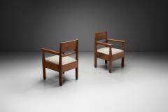 Pair of Wooden Haagse School Armchairs The Netherlands Early 20th Century - 4291688