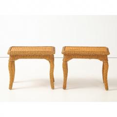 Pair of Woven Rattan Side Tables France circa 1970 - 4691012