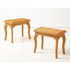 Pair of Woven Rattan Side Tables France circa 1970 - 4691014