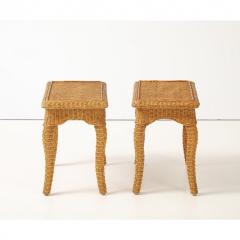 Pair of Woven Rattan Side Tables France circa 1970 - 4691017