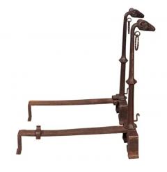 Pair of Wrought Iron Dog Head Andirons - 4131033
