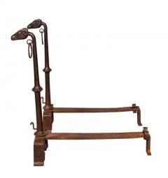 Pair of Wrought Iron Dog Head Andirons - 4131037