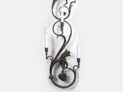 Pair of Wrought Iron Nine Light Candelabra Wall Sconces - 1166779