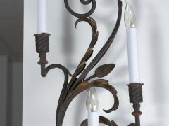 Pair of Wrought Iron Nine Light Candelabra Wall Sconces - 1166780