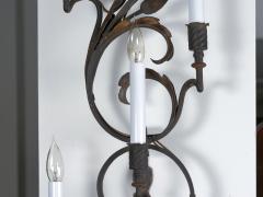 Pair of Wrought Iron Nine Light Candelabra Wall Sconces - 1166782