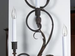 Pair of Wrought Iron Nine Light Candelabra Wall Sconces - 1166783
