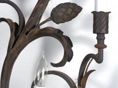 Pair of Wrought Iron Nine Light Candelabra Wall Sconces - 1166786