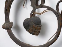 Pair of Wrought Iron Nine Light Candelabra Wall Sconces - 1166788