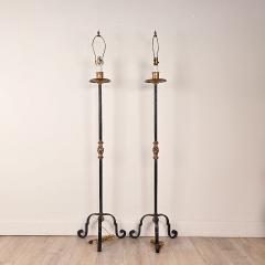 Pair of Wrought Iron Torch res with Gilt Accents circa 1970 - 4774675