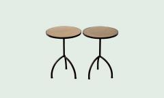 Pair of Wrought Iron With Etched Brass Top Side Tables - 2831845
