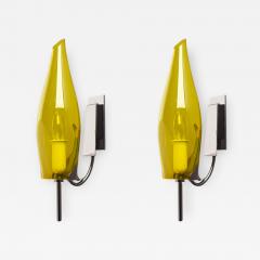 Pair of Yellow Blown Glass Sconces Italy 1970s - 303373