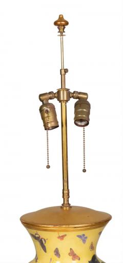 Pair of Yellow Decoupage Table Lamps - 4143972