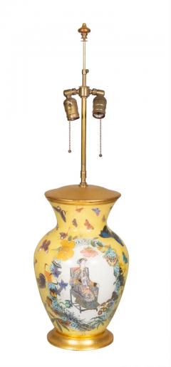 Pair of Yellow Decoupage Table Lamps - 4143973