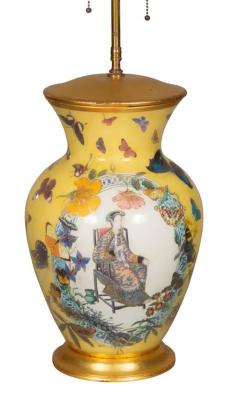 Pair of Yellow Decoupage Table Lamps - 4143974