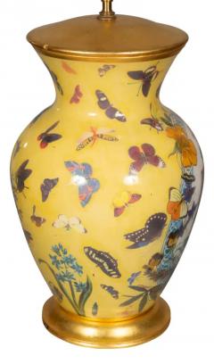 Pair of Yellow Decoupage Table Lamps - 4143994