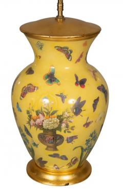 Pair of Yellow Decoupage Table Lamps - 4143996