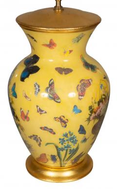 Pair of Yellow Decoupage Table Lamps - 4143998