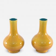 Pair of Yellow Pear Shaped Ceramic Vases - 4250516