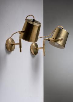 Pair of adjustable brass wall lamps - 4080900