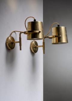 Pair of adjustable brass wall lamps - 4080901