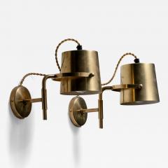 Pair of adjustable brass wall lamps - 4083171